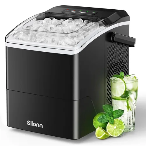 Miniatura 12 de Máquina de hielo Nugget para encimera, máquina de hielo de pellets masticables con función de autolimpieza, máquina de hielo portátil de guijarros