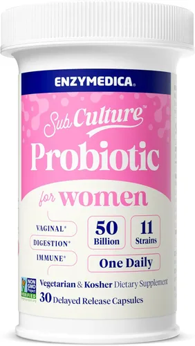 Enzymedica SubCulture - Probióticos para mujeres, 50 mil millones de UFC, para la salud vaginal y urinaria, apoyo inmune y digestivo, 30 cápsulas