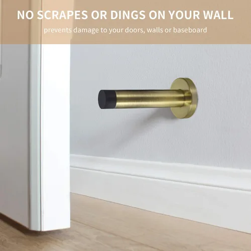 Miniatura 2 de Topes decorativos de puerta – Topes de puerta de acero inoxidable 304 resistentes de 3.5 pulgadas con punta de goma para protección de pared y Latón