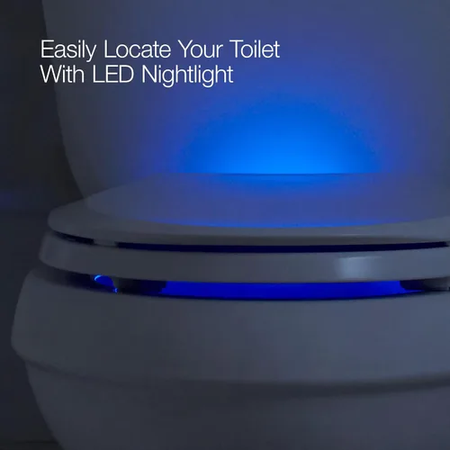Miniatura 7 de KOHLER 78059-RL-0 Rutledge Nightlight ReadyLatch Asiento de inodoro de cierre lento, frente redondo, tapa y asiento de cierre silencioso, Blanco
