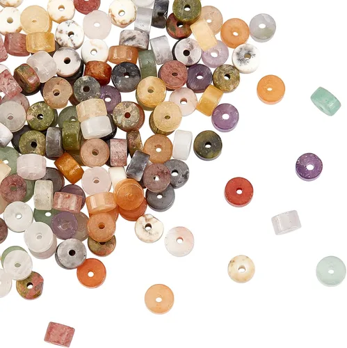 Miniatura 9 de NBEADS 160 cuentas Heishi de 8 estilos de piedras preciosas naturales, cuentas espaciadoras planas redondas de disco surtido, cuentas de roca de 160
