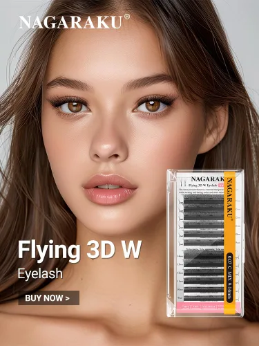 Miniatura 68 de NAGARAKU Extensiones de pestañas falsas en forma de W de 4D, suaves y naturales, con volumen, rizado D, 0.07mm, mezcla de 8-15mm, abanico 0.07-D 4D W