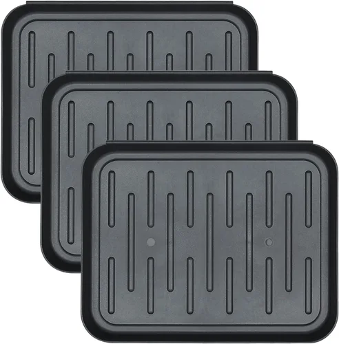 Paquete de 3 bandejas cuadradas para botas, bandeja de plástico para zapatos, para entrada, uso en interiores y exteriores, en todas las estaciones,