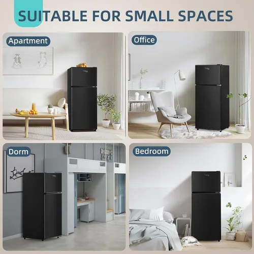 Miniatura 7 de Cucina Magica - Mini refrigerador con congelador, 3.2 pies cúbicos, pequeño refrigerador, 7 termostatos ajustables, ahorro de energía, bajo nivel