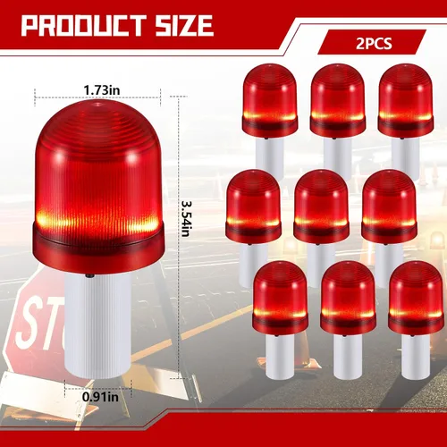 Miniatura 3 de VIHOSE 2 piezas de luces LED para conos de tráfico, cono de tráfico intermitente con 3 modos de parpadeo, luz de advertencia LED para conos