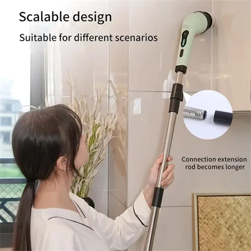 Miniatura 3 de Depurador eléctrico inalámbrico giratorio de 360 grados con 9 cabezales de cepillo de limpieza reemplazables, tiempo de trabajo de 90 minutos