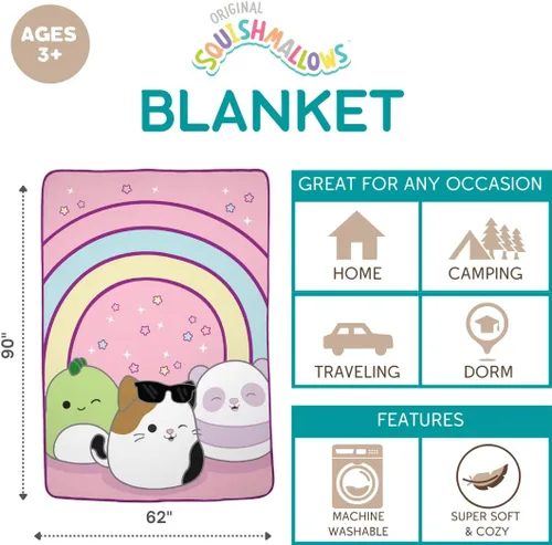 Miniatura 4 de Franco Squishmallows Bedding - Manta de felpa súper suave, 62 x 90 pulgadas, tamaño individual