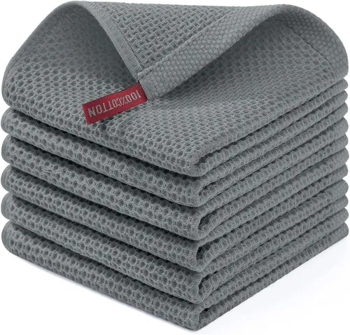 Miniatura 109 de Homaxy Paños de cocina de 100% algodón con tejido de gofre, ultra suaves, absorbentes, de secado rápido, 12 x 12 pulgadas, paquete de 6, amarillo
