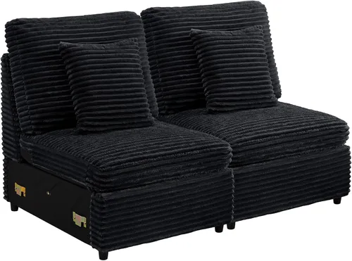 Miniatura 68 de ORRD Consola de almacenamiento multifuncional con soportes dobles para tazas, mesa, estación de carga USB para sofá modular seccional para sala