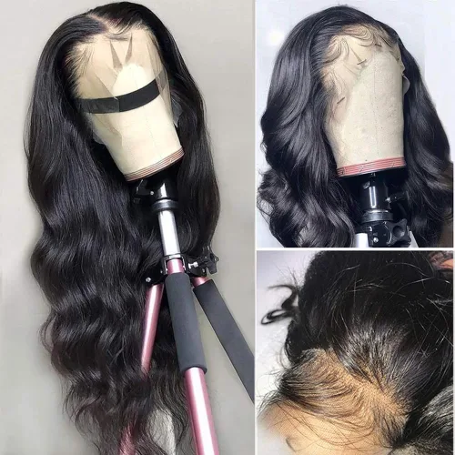 Miniatura 2 de Foreverlove - Pelucas de encaje frontal de onda corporal, de cabello humano virgen brasileño sin procesar, Remy, pre-arrancadas con cabello pequeño