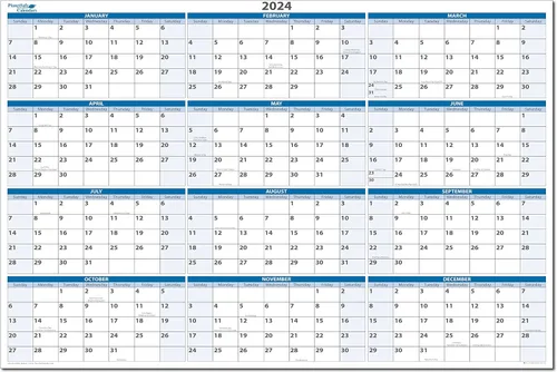 Miniatura 8 de Calendario de pared horizontal borrable en húmedo y seco, azul cielo 2026, 36 pulgadas de alto x 56 pulgadas de ancho con área de planificación