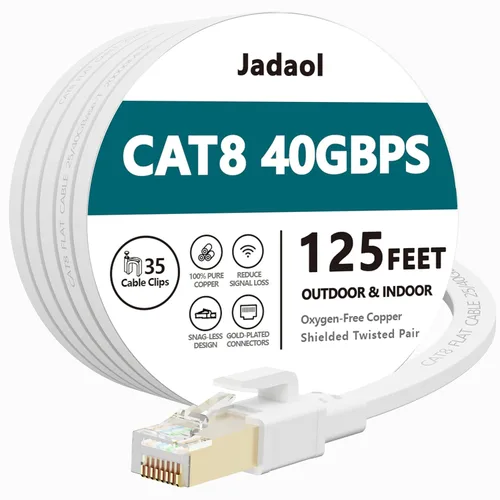 Miniatura 23 de Jadaol Cable Ethernet Cat 8 de 20 pies, 40 Gbps 2000 MHz, cable de conexión LAN RJ45 S/FTP, cable de red Cat8 de alta velocidad para router, módem