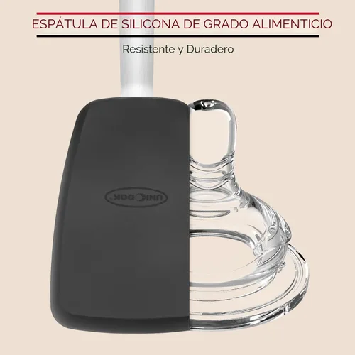Miniatura 9 de Unicook Paquete de 2 espátulas de silicona flexible, giratorias, resistentes al calor de 600 °F, ideal para voltear huevos, hamburguesas, crepes