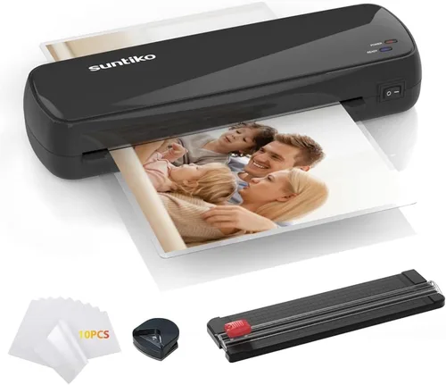 Miniatura 8 de Suntiko Máquina laminadora con 10 hojas, calentamiento rápido para documentos y fotos A4/A5/A6, oficina, escuela, uso doméstico, suministros