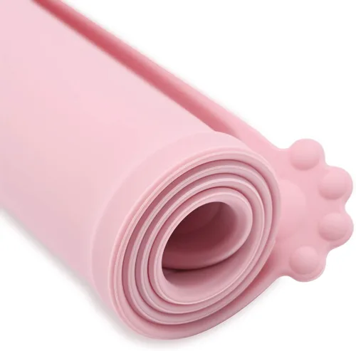 Miniatura 2 de Tapetes de silicón impermeables, antideslizantes y fáciles de limpiar, ideales para colocar sobre ellos los platos de comida de tu mascota Rosa