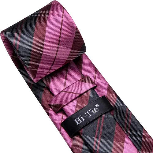 Miniatura 136 de Hi-Tie Corbatas de seda para hombre, diseño de cachemira a rayas, con bolsillo, gemelos cuadrados, conjunto formal de negocios