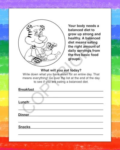 Miniatura 5 de ZOCO Coma bien, come sano – Libros para colorear de nutrición (paquete de 50 unidades, con crayones) – Folletos médicos – Juegos y actividades