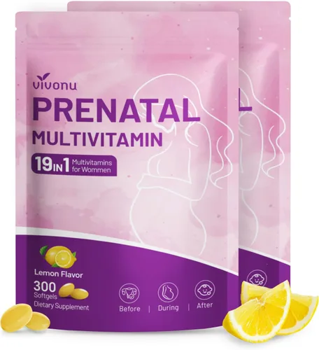 Miniatura 9 de VivoNu Multivitamínico prenatal, vitaminas prenatales con ácido fólico, probiótico, biotina, zinc, vitamina D3, K2, B6, B12, C y más, 300 cápsulas
