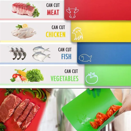 Miniatura 4 de Fotouzy Tablas de cortar de plástico para cocina, juego de 7 alfombrillas de corte flexibles con iconos de comida, sin BPA, mejoradas 100%
