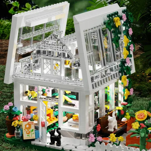 Miniatura 7 de Conjunto Mini de Construcción de Casa de Flores con LED, Juego de Bloques de Construcción de Invernadero con Vista de Calle de la Ciudad, Regalo