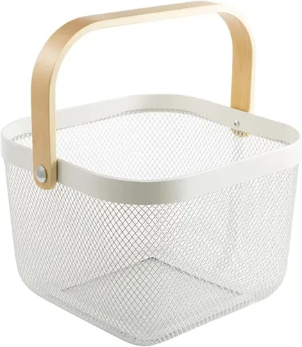Miniatura 19 de AJIODA Cesta de acero de malla metálica, cesta organizadora de almacenamiento, cesta de cocina colgante multifuncional, cesta de frutas con mango