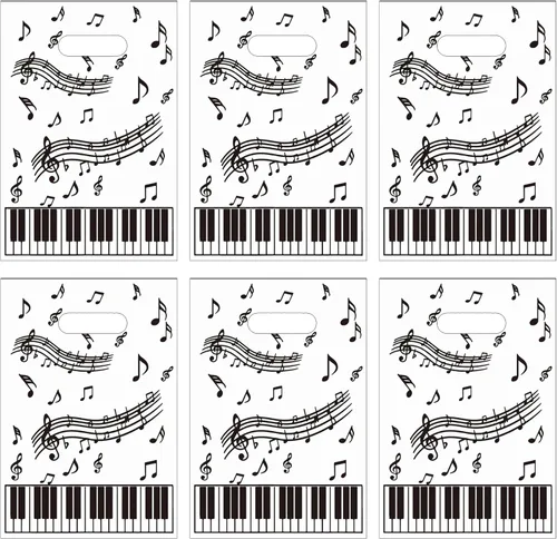 CupaPlay 50 piezas de notas de piano, decoraciones para fiestas, bolsas de plástico, notas de piano, suministros de fiesta temática, decoración de