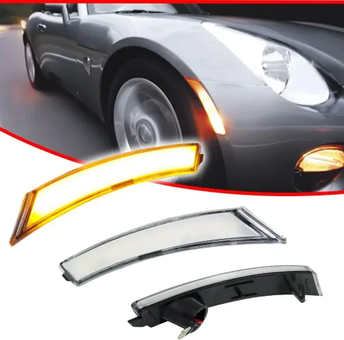 Miniatura 3 de Faros Laterales Delanteros LED de Lente Clara y Ámbar Compatibles con 2006-2010 Pontiac Solstice, 2007-2010 Saturn Sky