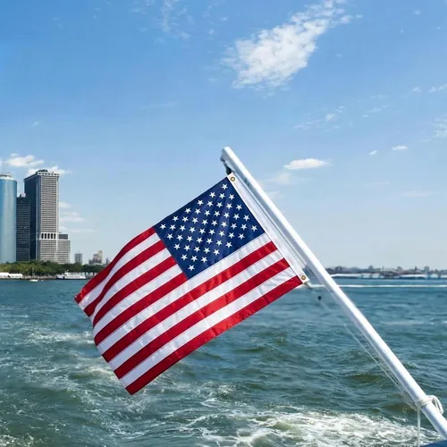 Miniatura 3 de Bradford Bandera estadounidense de algodón de 12 x 18 pulgadas, bandera estadounidense bordada de barco pequeño con 2 ojales de latón, banderas