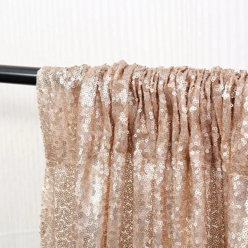 Miniatura 5 de Poise3EHome - Cortinas de lentejuelas con purpurina champagne, 2 piezas de 2 x 8 pies, paneles de purpurina para fiesta de Halloween, fiesta