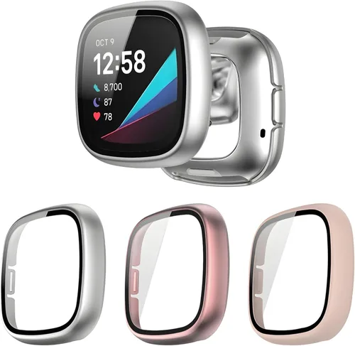 Miniatura 10 de Paquete de 6 fundas protectoras de pantalla para Fitbit Sense 2 / Versa 4 [cobertura completa], parachoques de policarbonato duro, accesorios