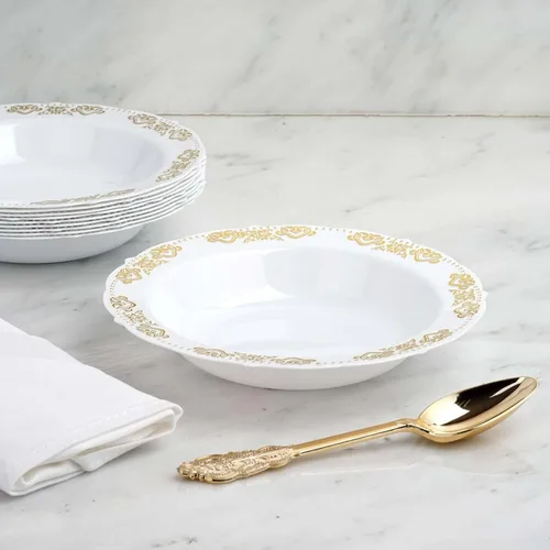 Miniatura 6 de Efavormart - Paquete de 10 cuencos de sopa desechables redondos de 12 onzas con bordes festoneados para eventos con catering, bodas y fiestas
