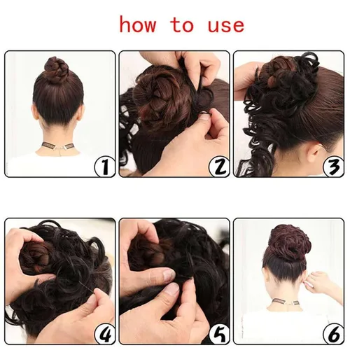 Miniatura 7 de Moño desordenado, pieza de pelo de moño desordenado, pieza de cabello de 31.4 pulgadas de largo, despeinado, esponjoso, extensiones de cola