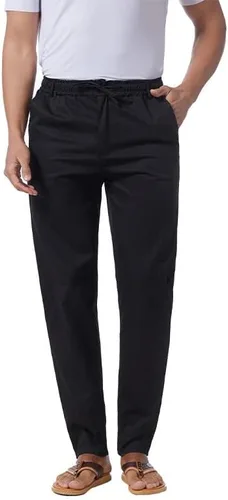 Miniatura 22 de Pantalones casuales de lino de algodón para hombre, pantalones sueltos de playa, pantalones largos de yoga ligeros