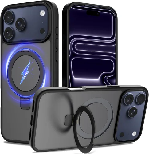 Miniatura 42 de Funda con soporte ultra magnético para iPhone 17 Pro Max [protección militar contra caídas] [compatible con MagSafe] a prueba de golpes, translúcida