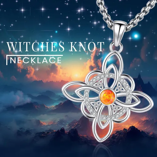 Miniatura 69 de Collar de pentagrama de plata de ley con triple luna, diosa celta, nudo celta, nudo de brujas, Ankh, sol y luna, Hécate, lilith, Santa Muerte