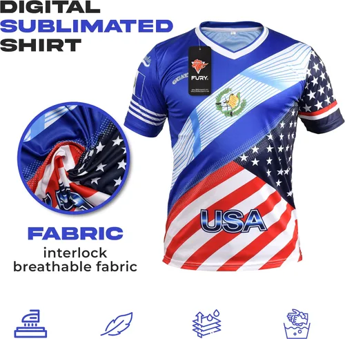 Miniatura 5 de Fury Camiseta de fútbol con la bandera de Guatemala y Estados Unidos - Camiseta Guatemala - Camiseta Guatemala Jersey HombresHombreMujerUnisex