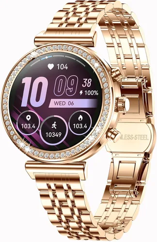 Yihou Relojes inteligentes para mujer, rastreador de actividad física con diamantes, modos multideportivos, monitor de frecuencia cardíaca,
