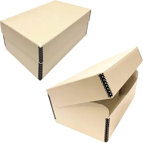 Lineco, Caja de fotos con tapa con bisagras color tostado de 5.5 x 7.75 x 12 pulgadas, libre de ácidos. Capacidad para hasta 1100 fotos de 4 x 6 o 5