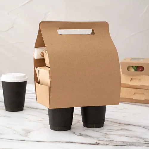 Miniatura 5 de Restaurantware Bio Tek - Loncheras de papel de 8.75 x 4.25 x 8 pulgadas con asas, 100 recipientes desechables de papel kraft para alimentos