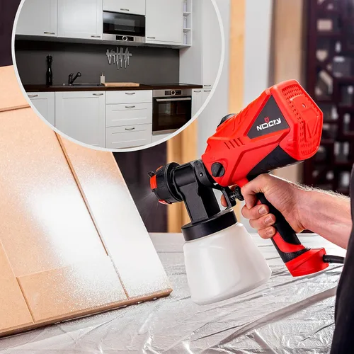 Miniatura 5 de NoCry HVLP Pistola pulverizadora de pintura eléctrica – Pistola de pintura de 40.6 fl oz/min o rociador de manchas con flujo de aire ajustable