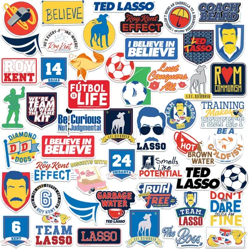 Miniatura 7 de Ted Lasso 100 calcomanías de vinilo grandes de lujo – Believe Quotes, AFC Richmond Designs – Laptop, botella de agua, álbumes de recortes, tableta