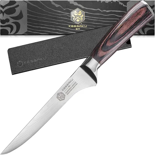 Miniatura 11 de KESSAKU Cuchillo multiusos dentado de 5.5 pulgadas - Serie Samurai - Cuchillo de cocina afilado - Acero inoxidable de alto carbono forjado 7Cr17MoV