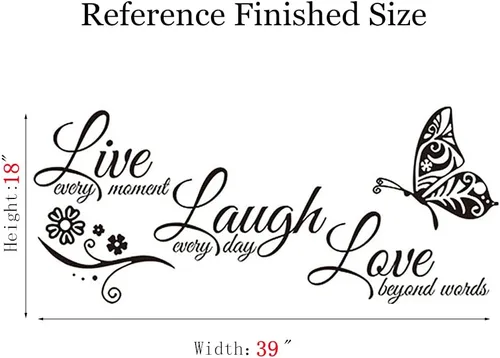 Miniatura 6 de Live Love Laugh - Juego de 3 calcomanías motivacionales para pared, calcomanías de pared inspiradoras para la familia (18 x 39 pulgadas, negro)