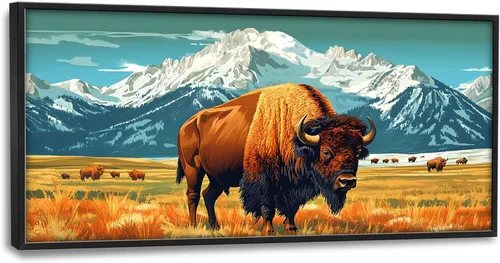 Miniatura 80 de Cuadros Grandes Enmarcados Arte de Pared para Sala de Estar, Lobos del Bosque Decoración de Pared de Gran Tamaño Lobo Animal Impresión en Lienzo