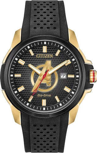 Citizen Eco-Drive Marvel - Reloj de cuarzo para hombre acero inoxidable con correa de silicona Vengadores negro modelo AW1155-03W Negro - Vengadores