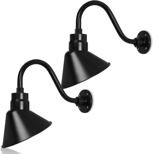 Miniatura 41 de Lámpara de señal de cuello de cisne con pantalla angular negra satinada de 10 pulgadas con brazo de extensión largo de 22 pulgadas, aplique de pared