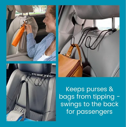 Miniatura 5 de High Road Ganchos Irrompibles para Bolsas de Automóvil - Grandes, Ganchos de Metal Sólido para Asiento de Automóvil para Bolso, Mochila, Abrigos