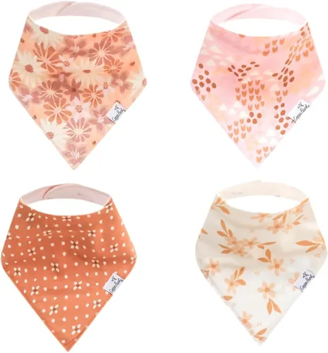 Miniatura 27 de Copper Pearl Baby Bibs 4 Pack, Printed Bandana Drool Bibs for Baby Girl & Boy, Soft Cotton Drooling Teething Bibs Claire