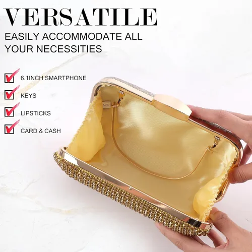 Miniatura 5 de Bolso de mano de cristal plateado para mujer, bolso de noche con purpurina para boda, cena, fiesta, baile de graduación, cóctel
