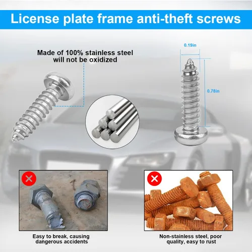 Miniatura 3 de YALOK - Kits de tornillos antirrobo para placa de matrícula - Hardware de montaje de placa de matrícula de acero inoxidable a prueba de óxido